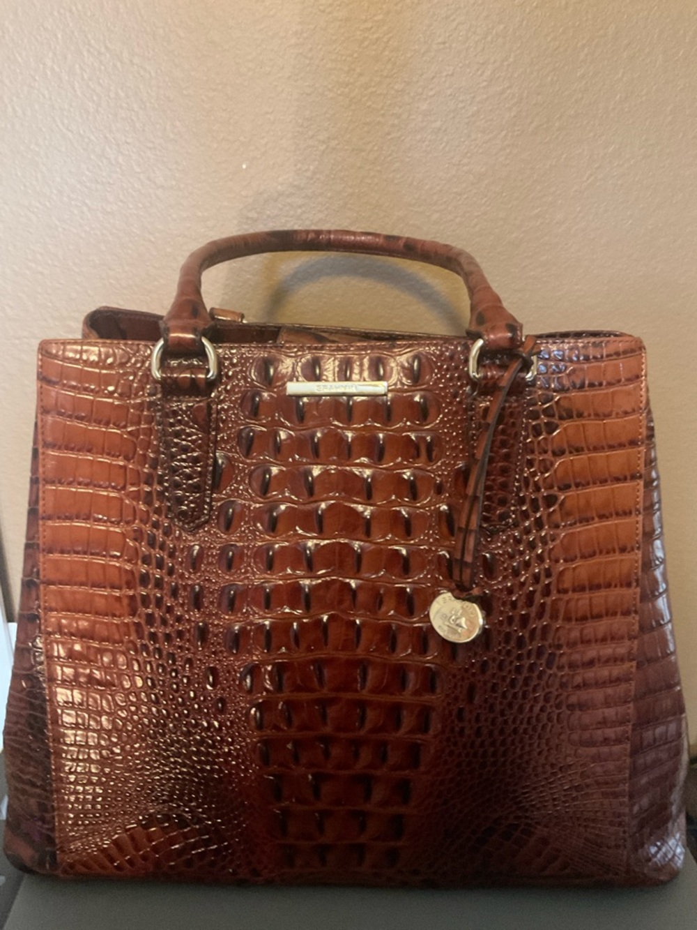 Brahmin Joan Amelia Pecan Melbourne Genuine Leather Shoulder Tote N45-151